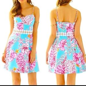 Lilly Pulitzer Lenore Dress in the "Lolita with Sun Glow Breakwater Blue"